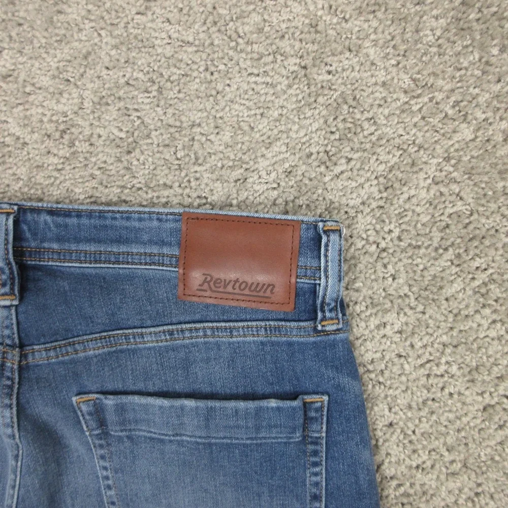 Revtown Jeans Mens 31x32 Blue Automatic Regular Straight Fade Whisker Denim Pant